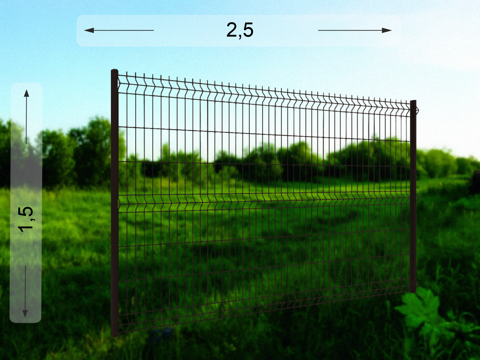 3D панель  2.5×1.5 м оцинкованная RAL 8017